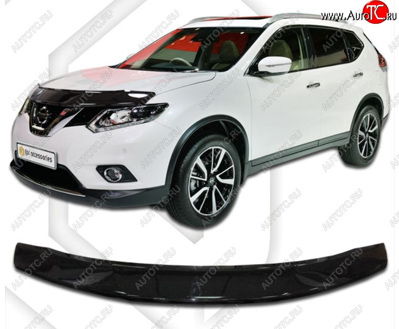 2 189 р. Дефлектор капота CA-Plastiс  Nissan X-trail  3 T32 (2013-2022) дорестайлинг, рестайлинг (Classic черный, Без надписи)  с доставкой в г. Владивосток