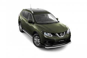 Защита порогов вогнутая из трубы Ø63 Petroil Tuning Nissan X-trail 3 T32 рестайлинг (2017-2022)  (Нержавеющая полированная сталь)