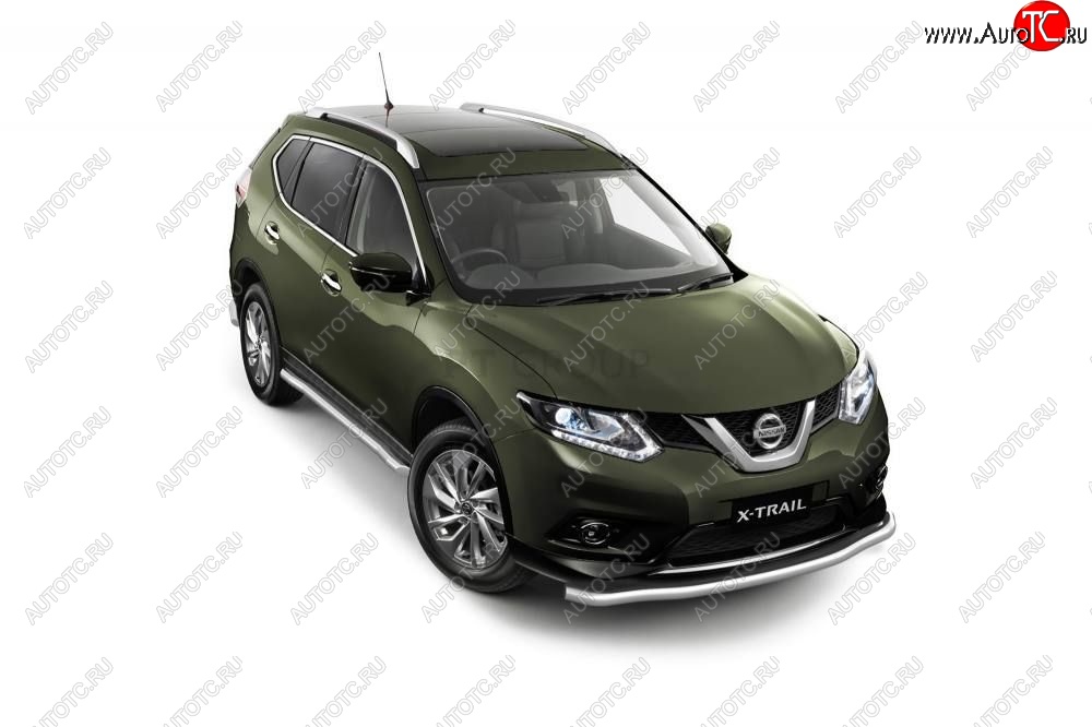 25 699 р. Защита порогов вогнутая из трубы Ø63 Petroil Tuning Nissan X-trail 3 T32 дорестайлинг (2013-2018) (Нержавеющая полированная сталь)  с доставкой в г. Владивосток