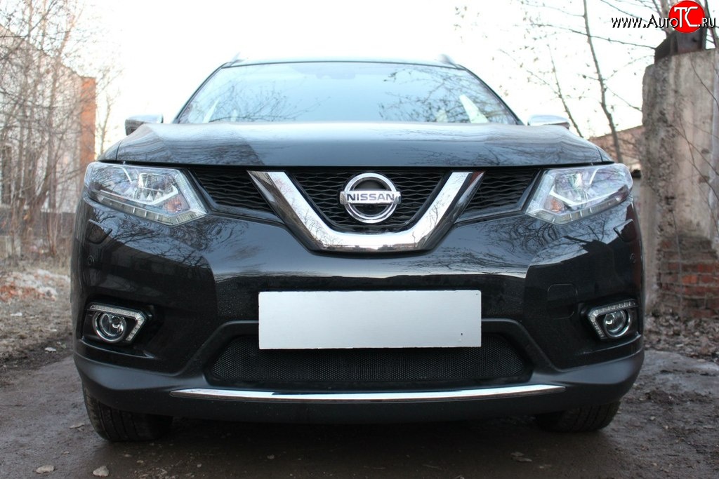 1 469 р. Сетка на бампер Russtal (черная)  Nissan X-trail  3 T32 (2017-2022) рестайлинг  с доставкой в г. Владивосток