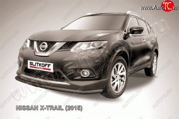 9 199 р. Защита переднего бампер Slitkoff Nissan X-trail 3 T32 дорестайлинг (2013-2018) (Цвет: серебристый)  с доставкой в г. Владивосток