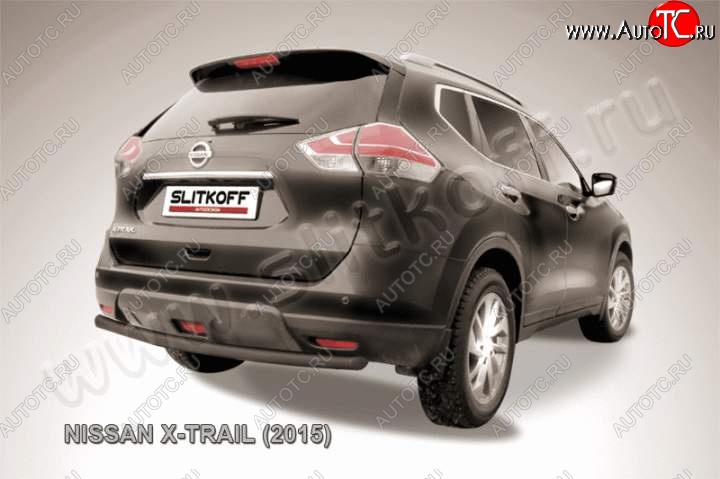 6 599 р. Защита задняя Slitkoff Nissan X-trail 3 T32 рестайлинг (2017-2022) (Цвет: серебристый)  с доставкой в г. Владивосток