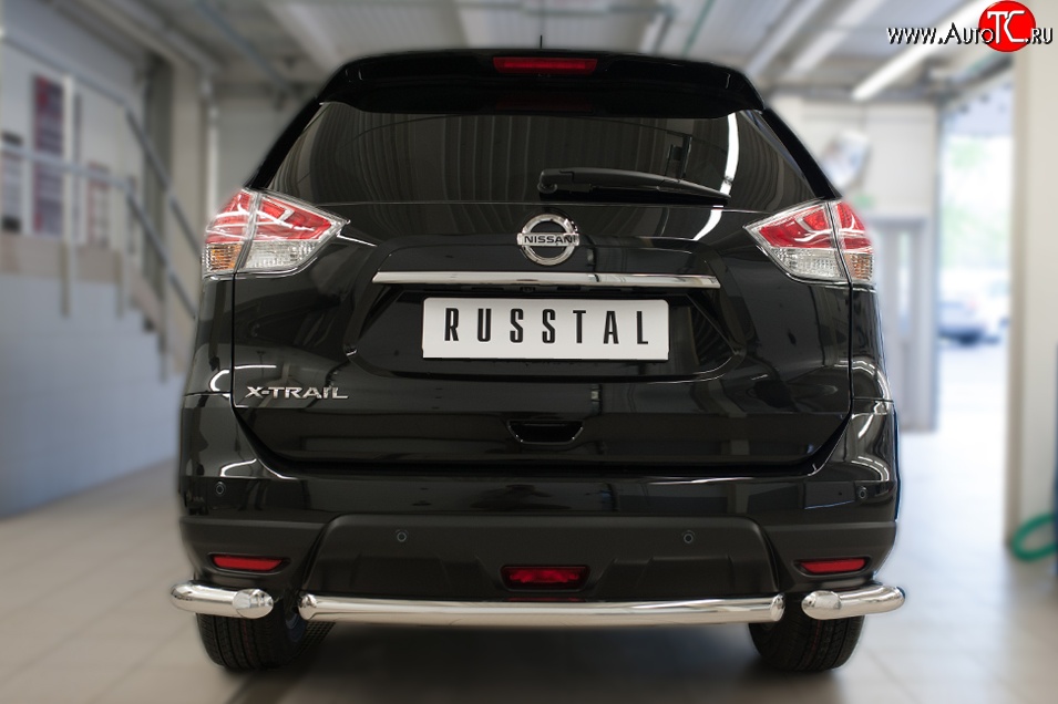 15 999 р. Одинарная защита заднего бампера из трёх труб диаметром 63 мм SLITKOFF Nissan X-trail 3 T32 рестайлинг (2017-2022)  с доставкой в г. Владивосток