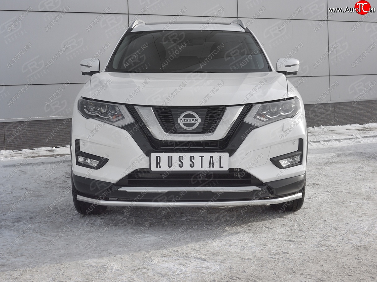 15 249 р. Защита переднего бампера (Ø42 мм, нержавейка) SLITKOFF Nissan X-trail 3 T32 дорестайлинг (2013-2018)  с доставкой в г. Владивосток