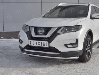 15 249 р. Защита переднего бампера (Ø42 мм, нержавейка) SLITKOFF Nissan X-trail 3 T32 дорестайлинг (2013-2018)  с доставкой в г. Владивосток. Увеличить фотографию 4