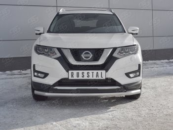 14 349 р. Защита переднего бампера (Ø63 мм, нержавейка) SLITKOFF  Nissan X-trail  3 T32 (2013-2018) дорестайлинг  с доставкой в г. Владивосток. Увеличить фотографию 1