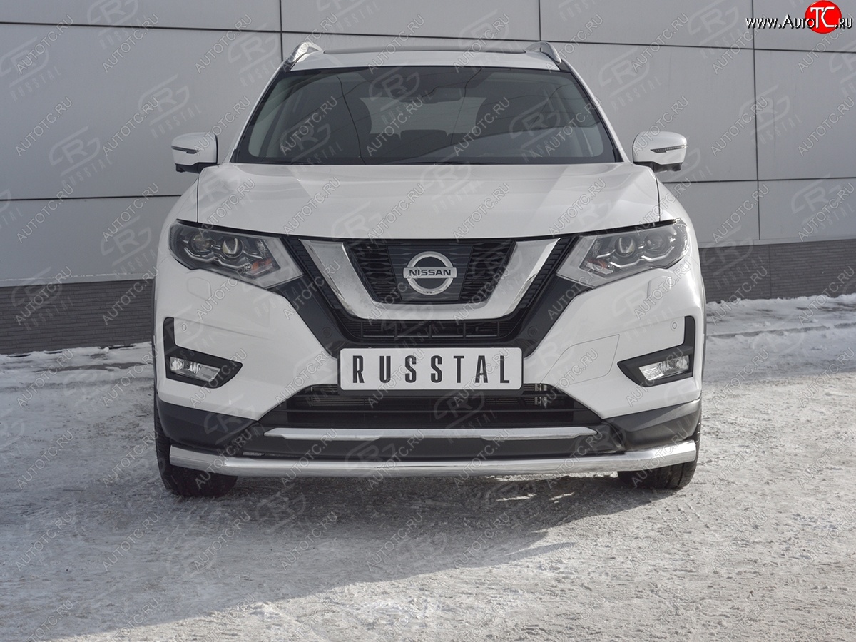 15 699 р. Защита переднего бампера (Ø63 мм, нержавейка) SLITKOFF Nissan X-trail 3 T32 дорестайлинг (2013-2018)  с доставкой в г. Владивосток