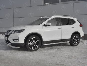 22 599 р. Защита переднего бампера (Ø63 мм с клыками, нержавейка) SLITKOFF  Nissan X-trail  3 T32 (2013-2018) дорестайлинг  с доставкой в г. Владивосток. Увеличить фотографию 2