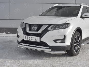 22 599 р. Защита переднего бампера (Ø63 мм с клыками, нержавейка) SLITKOFF  Nissan X-trail  3 T32 (2013-2018) дорестайлинг  с доставкой в г. Владивосток. Увеличить фотографию 4