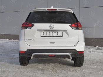 Защита заднего бампера (Ø42 мм волна, нержавейка) SLITKOFF Nissan (Нисан) X-trail (Х-трейл)  3 T32 (2017-2022) 3 T32 рестайлинг