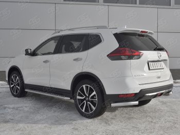 16 699 р. Защита заднего бампера (Ø63 мм уголки, нержавейка) SLITKOFF Nissan X-trail 3 T32 рестайлинг (2017-2022)  с доставкой в г. Владивосток. Увеличить фотографию 2