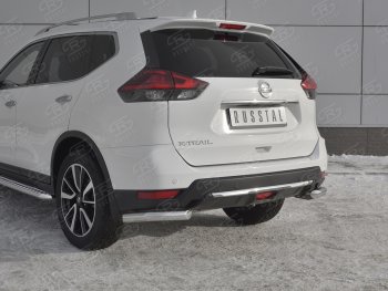 16 699 р. Защита заднего бампера (Ø63 мм уголки, нержавейка) SLITKOFF Nissan X-trail 3 T32 рестайлинг (2017-2022)  с доставкой в г. Владивосток. Увеличить фотографию 4