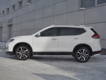 15 299 р. Защита порогов (Ø75x42 мм с проступью) Russtal Nissan X-trail 3 T32 рестайлинг (2017-2022)  с доставкой в г. Владивосток. Увеличить фотографию 2