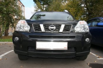 2 799 р. Защитная сетка решетки переднего бампера Arbori Nissan X-trail 2 T31 дорестайлинг (2007-2011) (Чёрная, 15 мм)  с доставкой в г. Владивосток. Увеличить фотографию 2