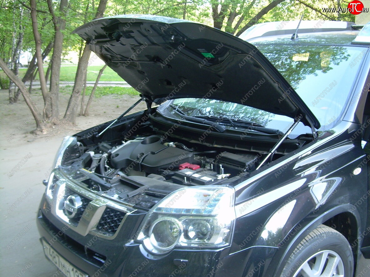 2 199 р. Упоры капота Russtal Nissan X-trail 2 T31 дорестайлинг (2007-2011)  с доставкой в г. Владивосток