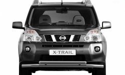 Двойная защита переднего бампера из труб диаметрами по 63 мм Petroil Tuning Nissan X-trail 2 T31 дорестайлинг (2007-2011)