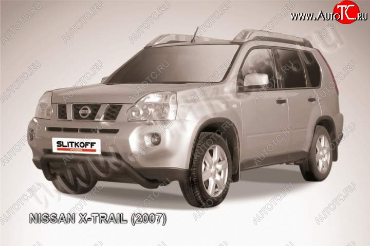 22 999 р. Кенгурятник d76 низкий мини  Nissan X-trail  2 T31 (2007-2011) дорестайлинг (Цвет: серебристый)  с доставкой в г. Владивосток