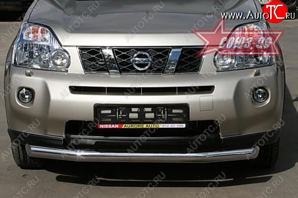 1 052 р. Защита переднего бампера одинарная Souz-96 (d76) Nissan X-trail 2 T31 дорестайлинг (2007-2011)  с доставкой в г. Владивосток