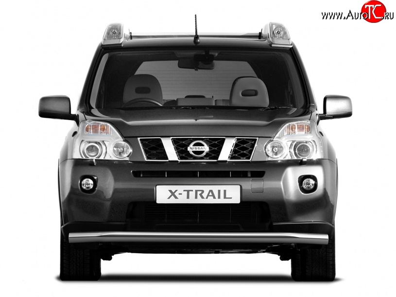 6 399 р. Одинарная защита переднего бампера диаметром 63 мм Petroil Tuning Nissan X-trail 2 T31 дорестайлинг (2007-2011)  с доставкой в г. Владивосток