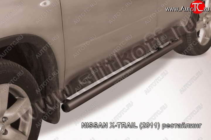 10 949 р. Защита порогов Slitkoff  Nissan X-trail  2 T31 (2007-2011) дорестайлинг (Цвет: серебристый)  с доставкой в г. Владивосток