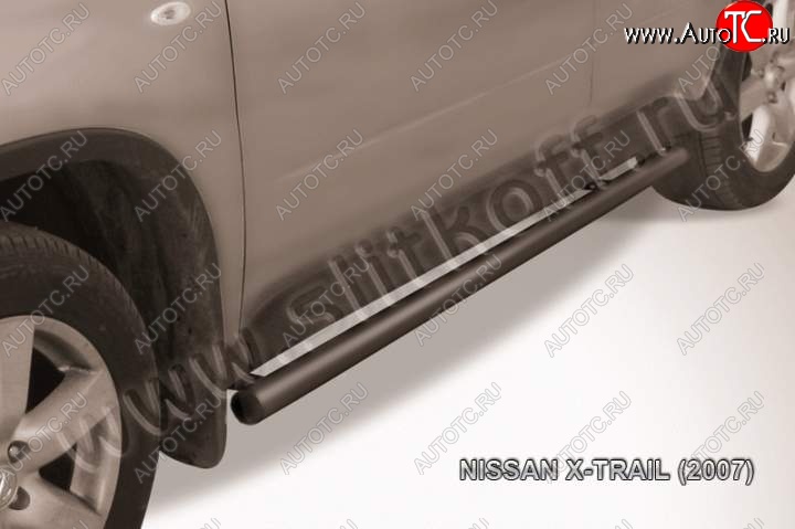 10 949 р. Защита порогов Slitkoff  Nissan X-trail  2 T31 (2007-2011) дорестайлинг (Цвет: серебристый)  с доставкой в г. Владивосток