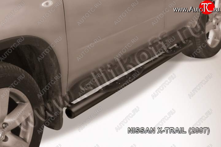 13 749 р. Защита порогов Slitkoff  Nissan X-trail  2 T31 (2007-2011) дорестайлинг (Цвет: серебристый)  с доставкой в г. Владивосток