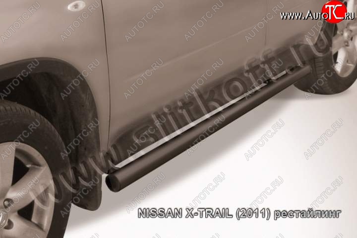 11 749 р. Защита порогов Slitkoff  Nissan X-trail  2 T31 (2007-2011) дорестайлинг (Цвет: серебристый)  с доставкой в г. Владивосток