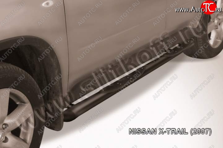 11 999 р. Пороги d76 с проступями со скосами  Nissan X-trail  2 T31 (2007-2011) дорестайлинг (Цвет: серебристый)  с доставкой в г. Владивосток