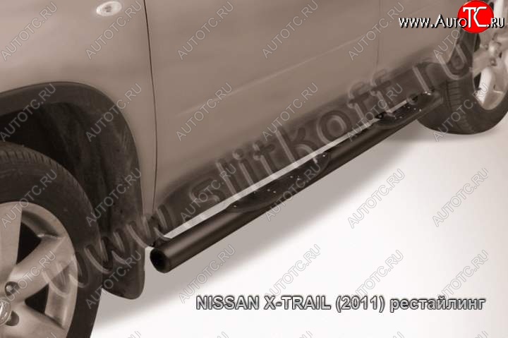 13 749 р. Защита порогов Slitkoff  Nissan X-trail  2 T31 (2007-2011) дорестайлинг (Цвет: серебристый)  с доставкой в г. Владивосток