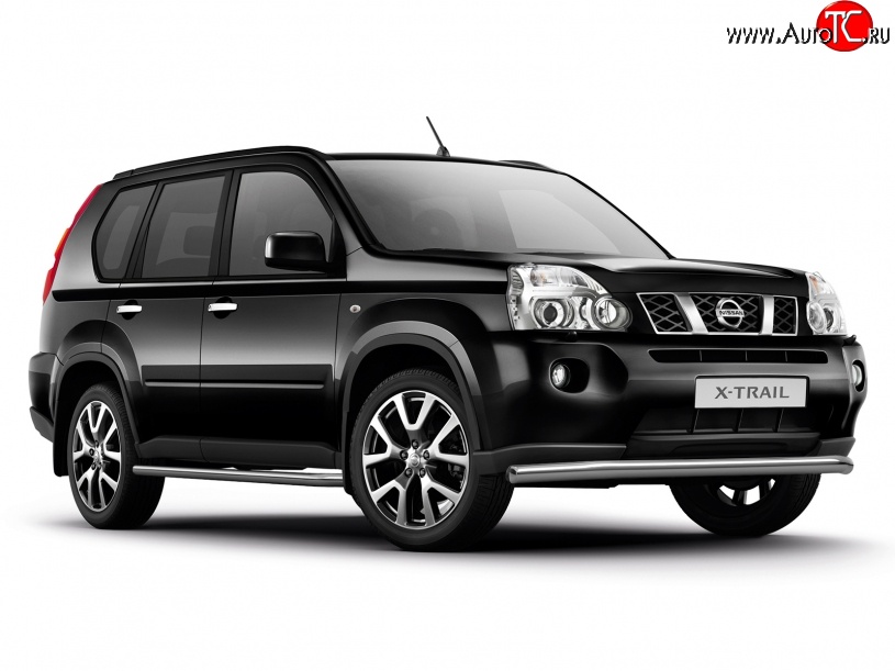 8 199 р. Широкая защита порогов Petroil Tuning Nissan X-trail 2 T31 дорестайлинг (2007-2011)  с доставкой в г. Владивосток