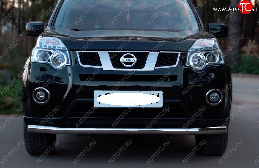 15 999 р. Защита переднего бампера (Ø63 мм, нержавейка) SLITKOFF Nissan X-trail 2 T31 рестайлинг (2010-2015)  с доставкой в г. Владивосток