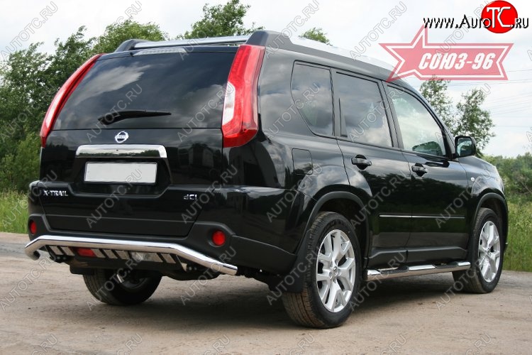 16 244 р. Защита заднего бампера Souz-96 (d60 с элементами из профиля) Nissan X-trail 2 T31 рестайлинг (2010-2015)  с доставкой в г. Владивосток