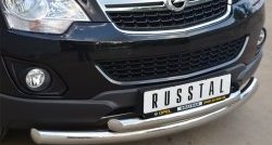 22 649 р. Защита переднего бампера (2 трубыØ76 и 63 мм, нержавейка) SLITKOFF  Opel Antara (2010-2015) рестайлинг  с доставкой в г. Владивосток. Увеличить фотографию 2