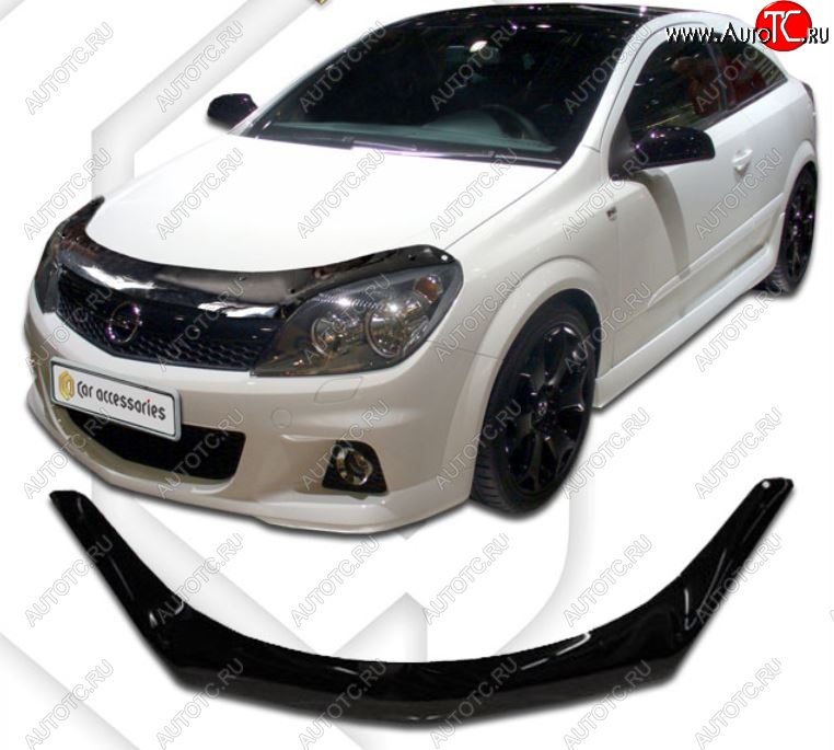 2 159 р. Дефлектор капота CA-Plastiс  Opel Astra  H (2004-2015) хэтчбек 5дв дорестайлинг, хэтчбек 5дв рестайлинг (Classic черный, Без надписи)  с доставкой в г. Владивосток