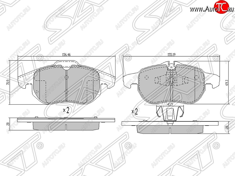 1 499 р. Колодки тормозные SAT (передние)  Opel Astra (H,  H GTC), Signum, Vectra (C), Zafira (В)  с доставкой в г. Владивосток