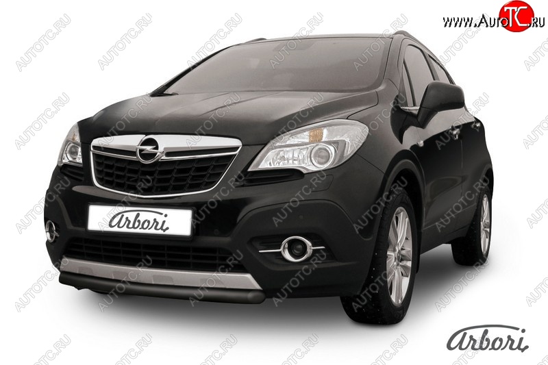 5 849 р. Защита переднего бампера Arbori (короткая, черная, 1 труба d57 mm). Opel Mokka  дорестайлинг (2012-2016)  с доставкой в г. Владивосток