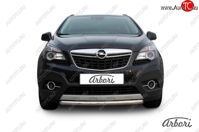 11 159 р. Защита переднего бампера Arbori (короткая, нержавейка, 1 труба d57 mm). Opel Mokka  дорестайлинг (2012-2016)  с доставкой в г. Владивосток