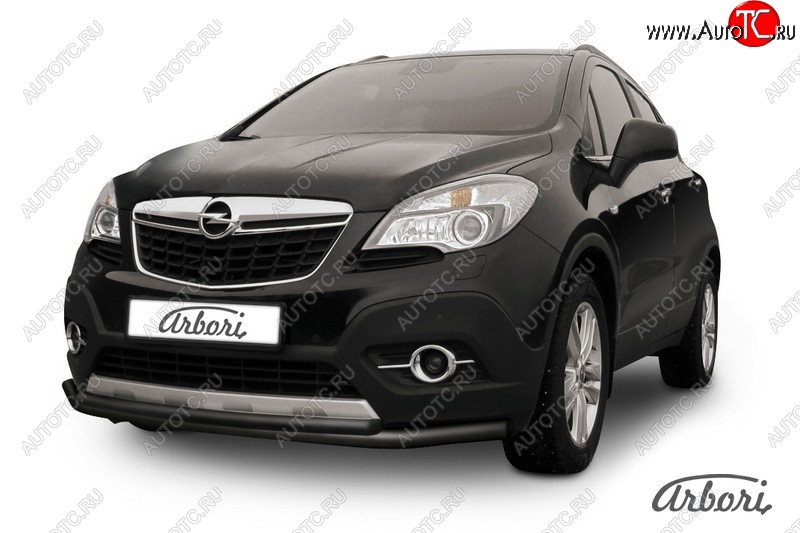 7 559 р. Защита переднего бампера Arbori (черная, 2 трубы d57 и 42 mm) Opel Mokka  дорестайлинг (2012-2016)  с доставкой в г. Владивосток