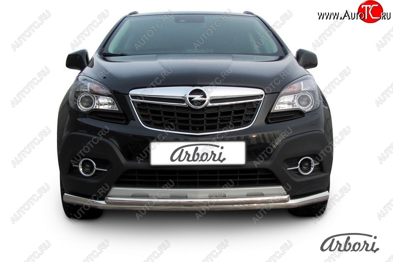 14 363 р. Защита переднего бампера Arbori (нержавейка, 2 трубы d57 и 42 mm) Opel Mokka  дорестайлинг (2012-2016)  с доставкой в г. Владивосток