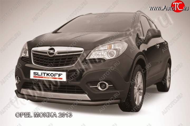 9 549 р. защита переднего бампера Slitkoff  Opel Mokka (2012-2016)  дорестайлинг (Цвет: серебристый)  с доставкой в г. Владивосток