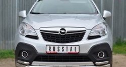 Защита переднего бампера (2 трубыØ63 и 42 мм, нержавейка) SLITKOFF Opel Mokka  дорестайлинг (2012-2016)