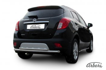 12 869 р. Защита заднего бампера Arbori (нержавейка, 2 трубы d57 и 42 mm). Opel Mokka  дорестайлинг (2012-2016)  с доставкой в г. Владивосток. Увеличить фотографию 2