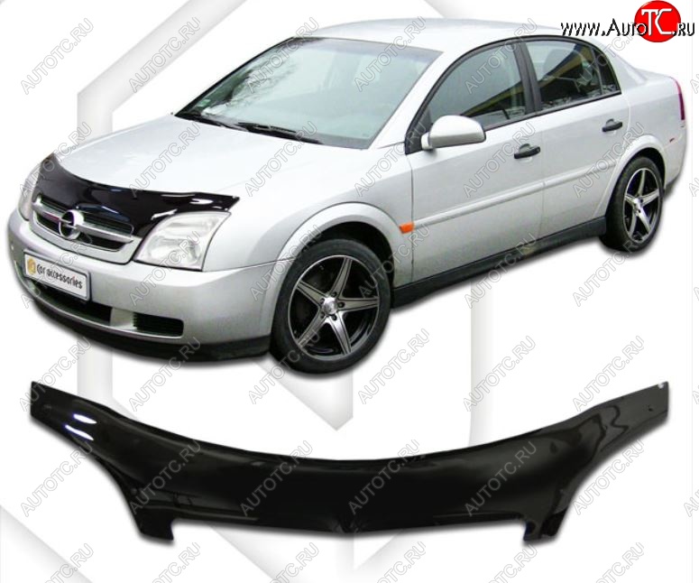 2 399 р. Дефлектор капота CA-Plastiс exclusive Opel Vectra C универсал дорестайлинг (2002-2005) (Classic черный, Без надписи)  с доставкой в г. Владивосток