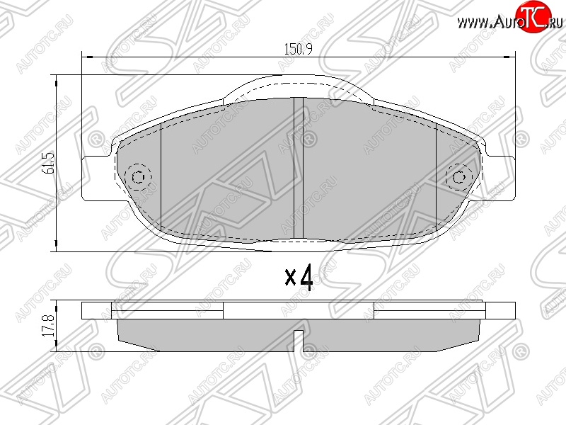 1 099 р. Колодки тормозные SAT (передние) Peugeot 308 T7 хэтчбек 5 дв. дорестайлинг (2007-2011)  с доставкой в г. Владивосток