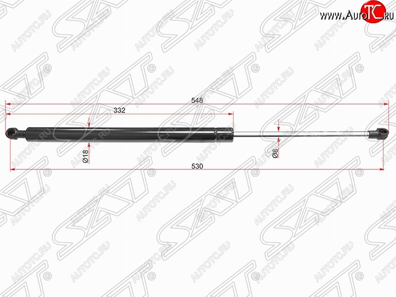 669 р. Газовый упор крышки багажника SAT  Peugeot 308  T7 (2007-2011), SSANGYONG Kyron (2005-2016)  с доставкой в г. Владивосток