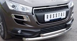 22 649 р. Защита переднего бампера (2 трубыØ76 и 63 мм, нержавейка) SLITKOFF Peugeot 4008 (2012-2017)  с доставкой в г. Владивосток. Увеличить фотографию 2