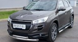 22 649 р. Защита переднего бампера (2 трубыØ76 и 63 мм, нержавейка) SLITKOFF Peugeot 4008 (2012-2017)  с доставкой в г. Владивосток. Увеличить фотографию 4