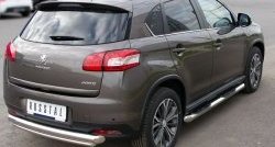 12 799 р. Защита заднего бампера (Ø76 и 42 мм, нержавейка) SLITKOFF  Peugeot 4008 (2012-2017) (с короткой нижней трубой)  с доставкой в г. Владивосток. Увеличить фотографию 4