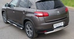 14 399 р. Защита заднего бампера (Ø76 и 42 мм, нержавейка) SLITKOFF Peugeot 4008 (2012-2017) (с короткой верхней трубой)  с доставкой в г. Владивосток. Увеличить фотографию 4