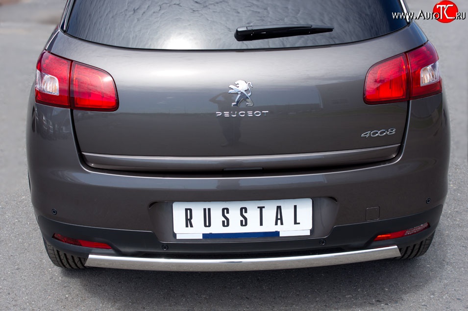 14 999 р. Защита заднего бампера (Ø75x42 мм, нержавейка) Russtal Peugeot 4008 (2012-2017)  с доставкой в г. Владивосток